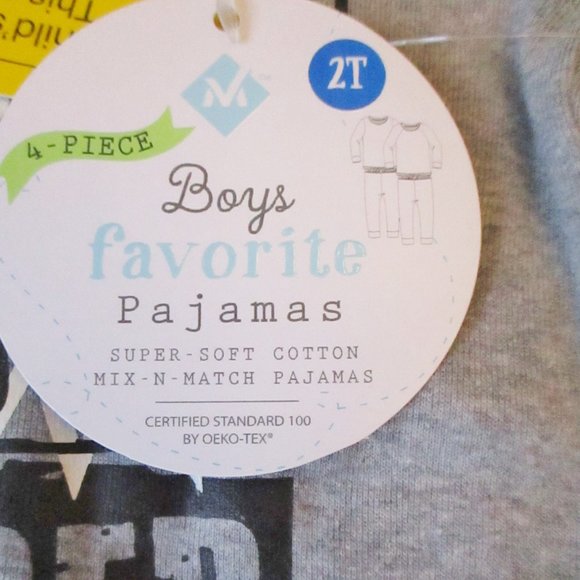 Members Mark Boys 4 piece pajama set, Black&Yellow Dinosaur Glow in the Dark 2T - Picture 11 of 13